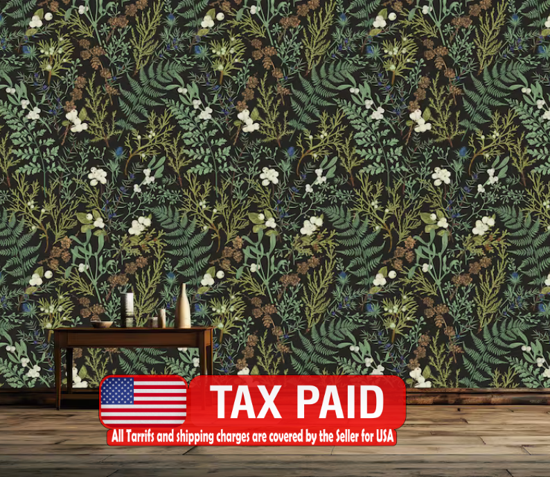 Dark Fern Botanical Wallpaper