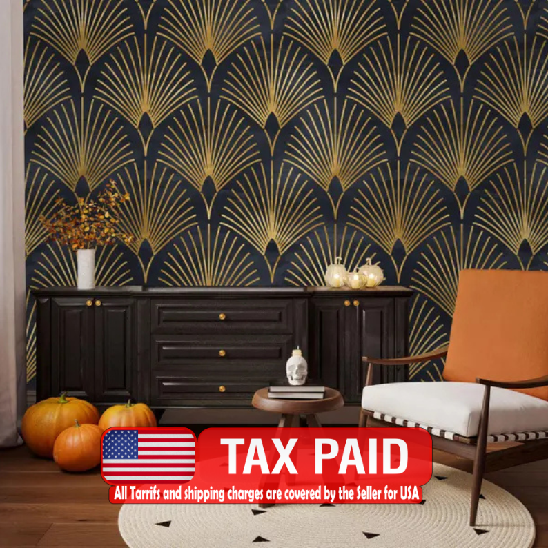 Geometric Art Deco Wallpaper Mural - Peel and Stick Wall Decal