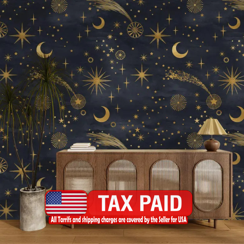 Starry Night Peel and Stick Wallpaper | Elegant Sky Mural