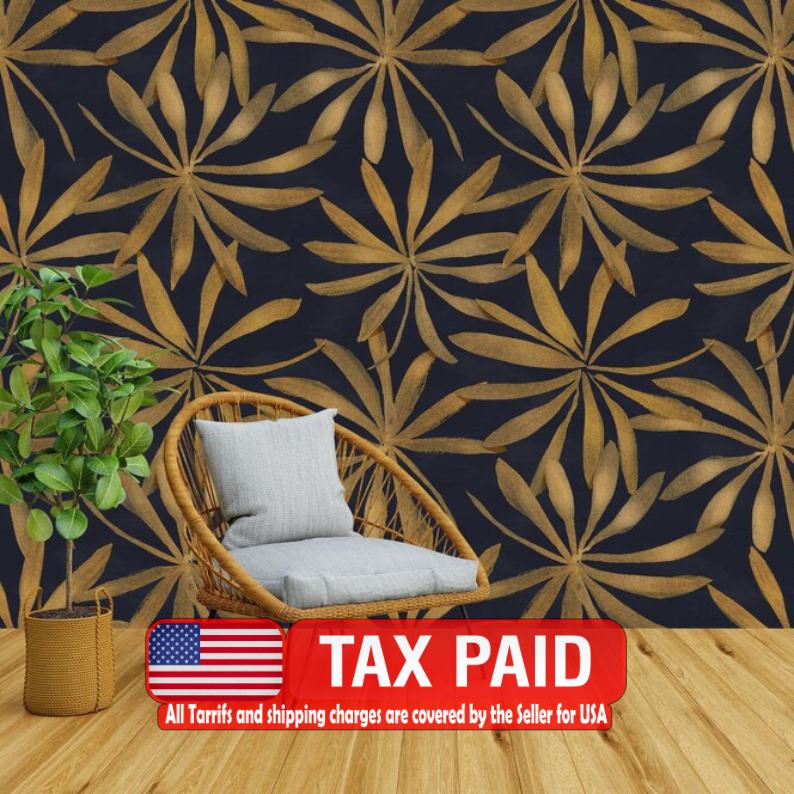 Floral Starry Night Wallpaper Mural, Elegant Modern Decor