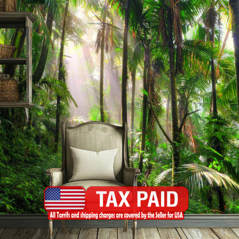 Tropical Jungle River Wallpaper Mural Art Print