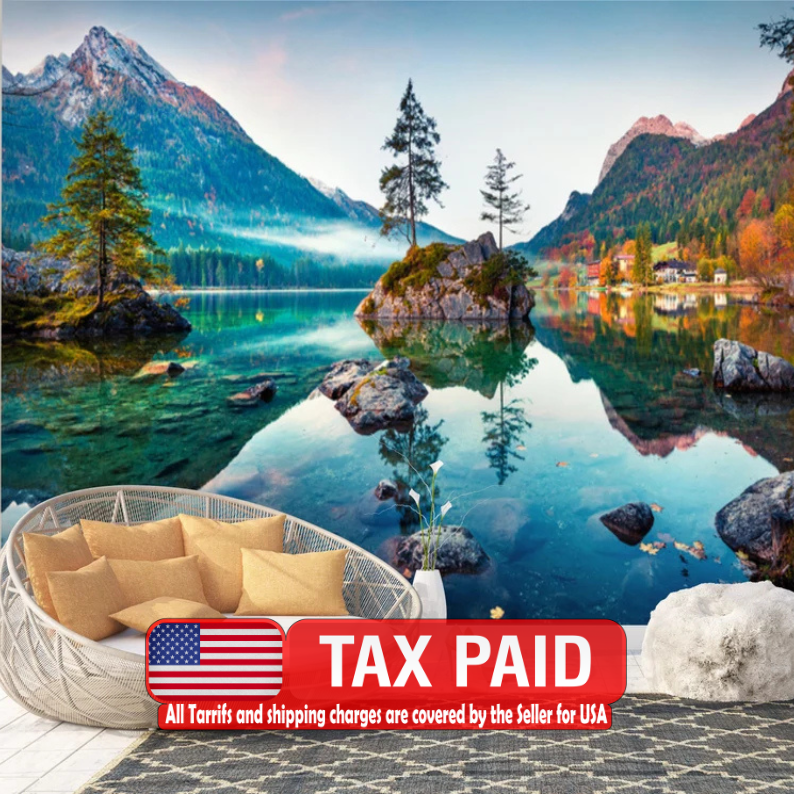 Hintersee Lake Wallpaper Mural: Bavarian Alps Art Print
