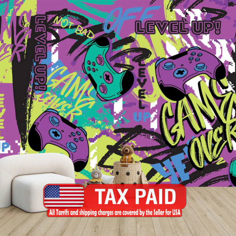 Gaming Graffiti Mural: Urban Abstract Gift Art Print