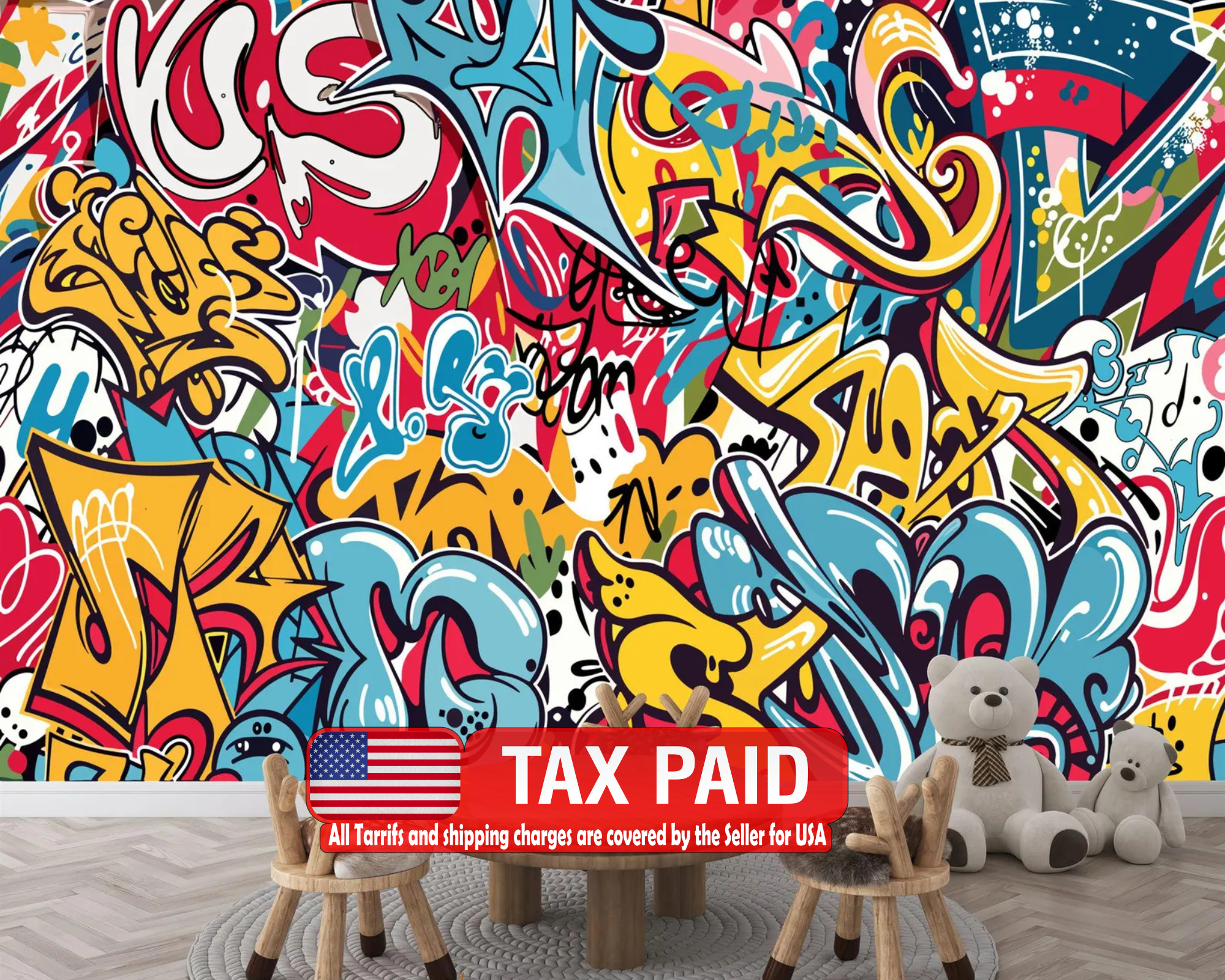 Colorful Graffiti Wallpaper Mural Art Print