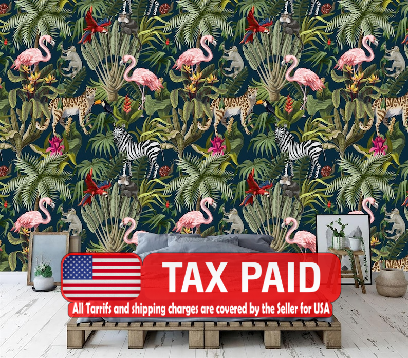 Tropical Rainforest Wallpaper Mural Watercolor Decal