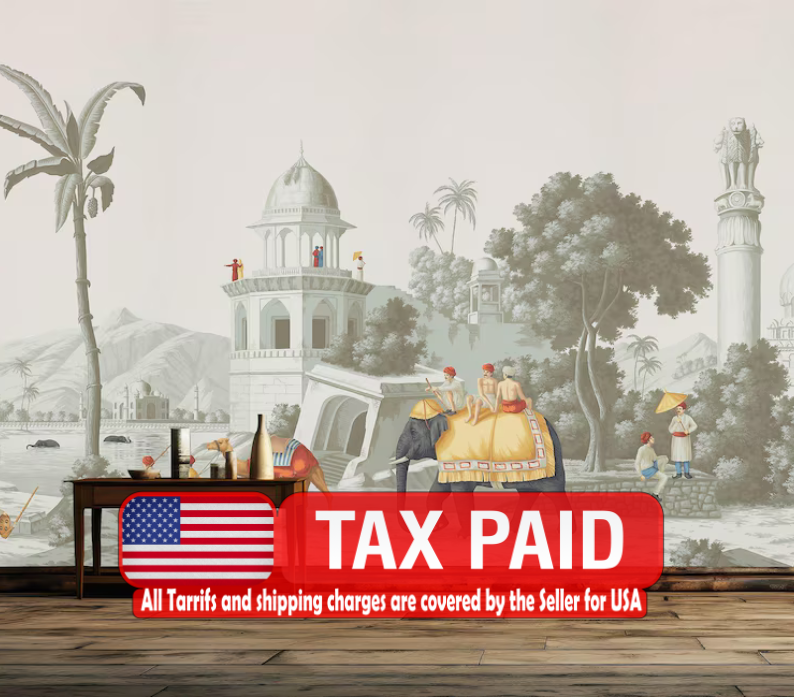 Mughal Elephant Wallpaper Mural Art Print