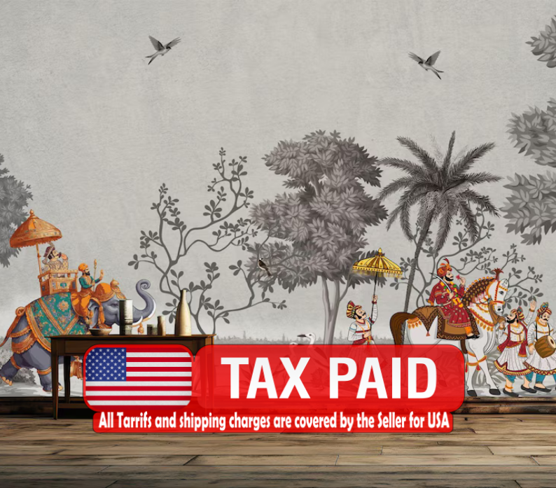 Mughal Elephant Wallpaper Mural India Home Decor