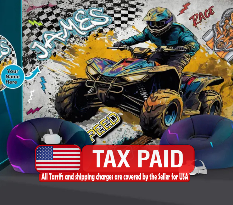 Personalized Quad Bike Wall Mural, Teenage ATV Wallpaper