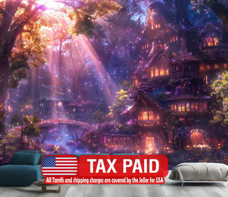 Enchanted Forest Cottage Wallpaper Mural