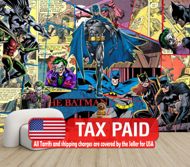 Superhero Comic Wallpaper Mural, Kids Room Decor