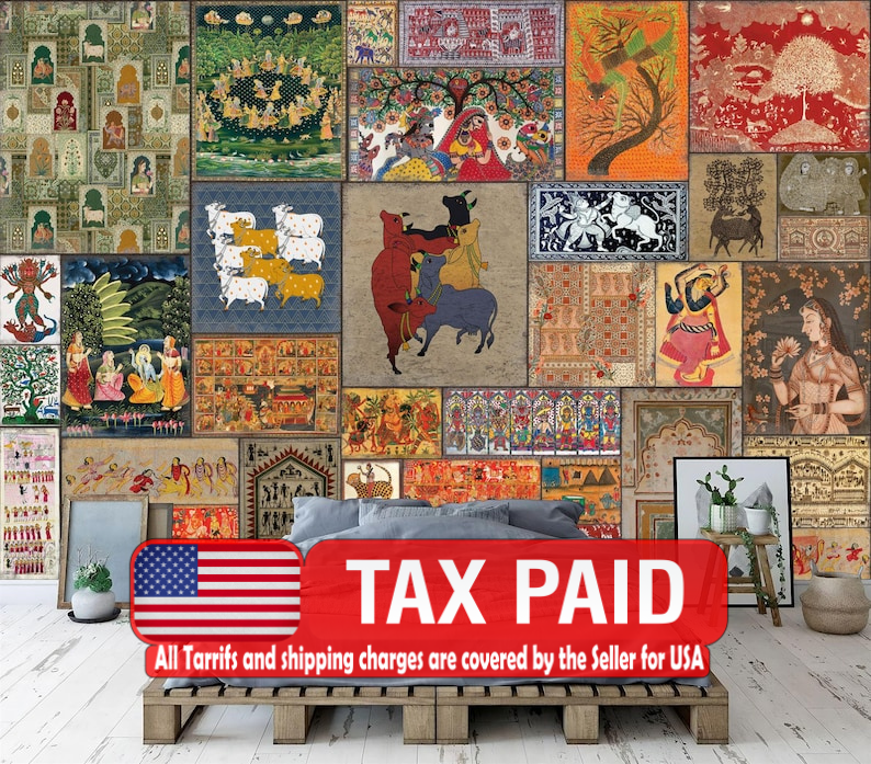 Mughal Art Wallpaper Mural, Traditional Indian Painting