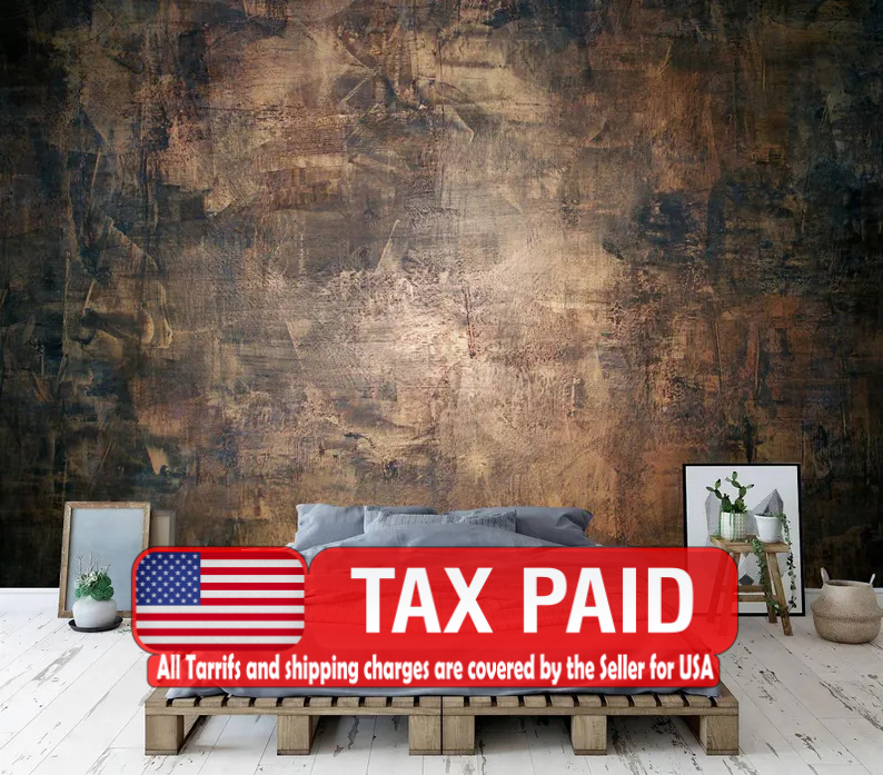 Concrete Texture Wallpaper Mural, Elegant Brown Flat Finish