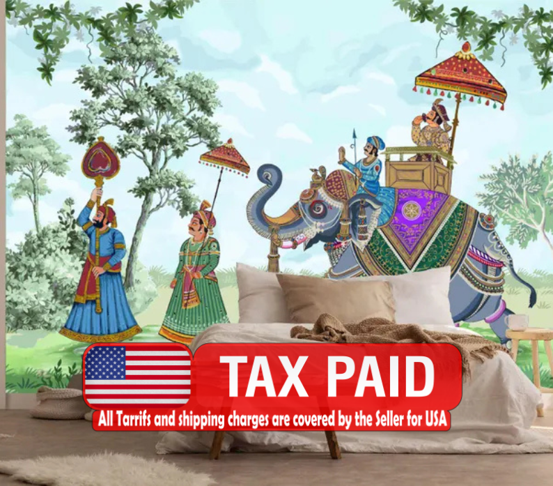 Mughal Emperor Elephant Mural | Indian Art Print