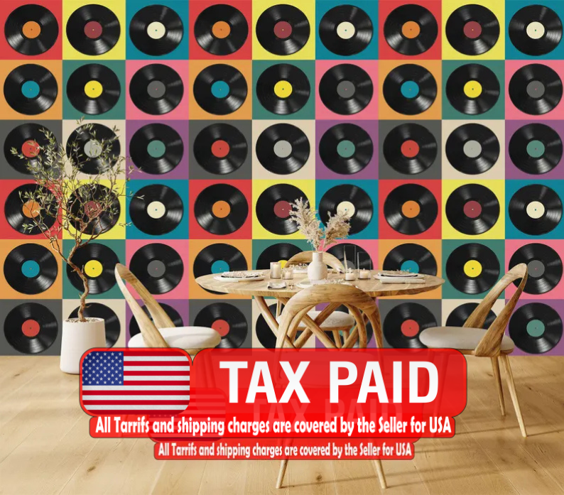 Colorful Vinyl Record Wallpaper Art Print