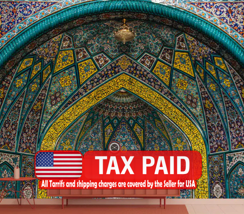 Persian Mosaic Art Mural, Islamic Wall Decal Art Print
