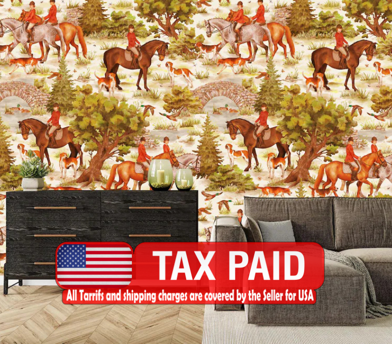 British Countryside Hunting Scene Wallpaper Mural