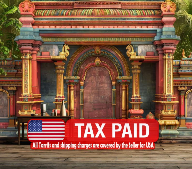 South Indian Temple Wall Mural, Arch Decor Art Print