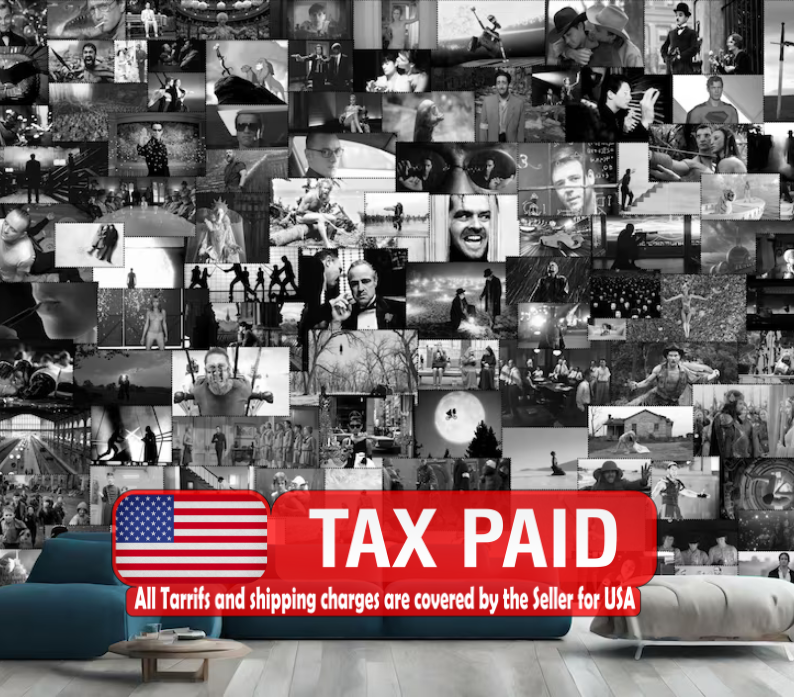 Hollywood Movie Scene Black and White Wallpaper Mural