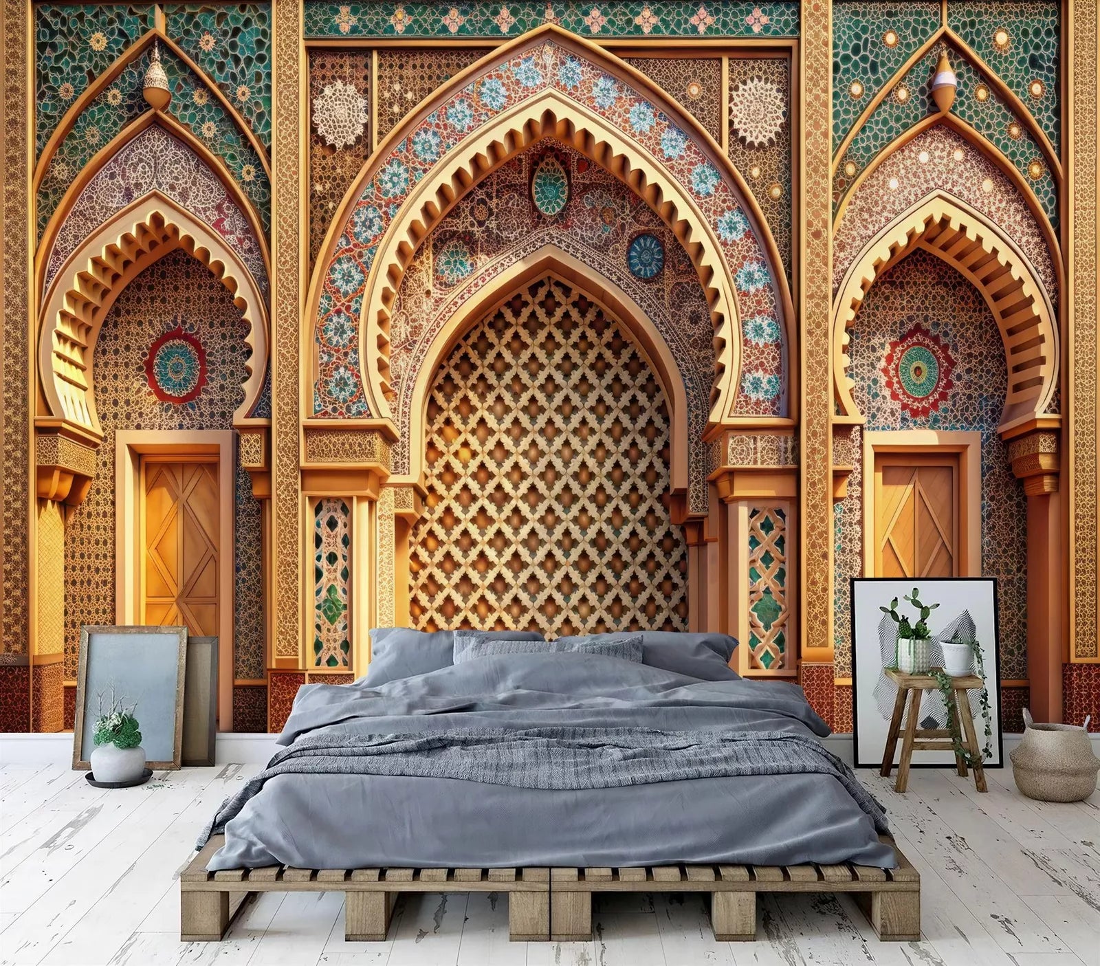 Islamic arches wallpaper with Arabian Nights theme for exotic interior design