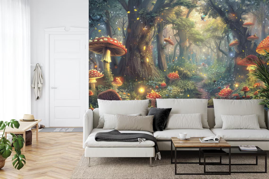 Glowing mushroom wall decoration for enchanted forest themed room