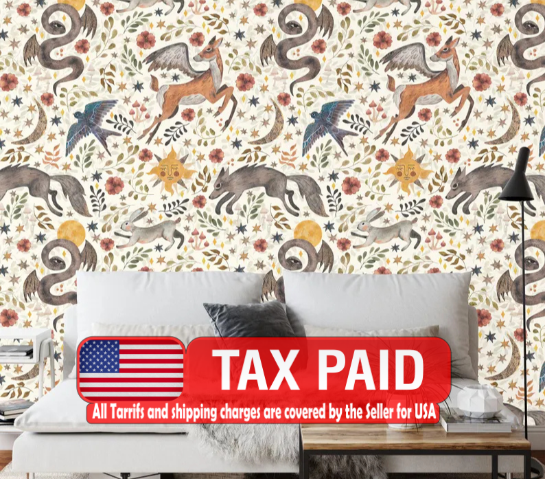 Watercolor Nursery Wallpaper Mural | Kids Room Decor
