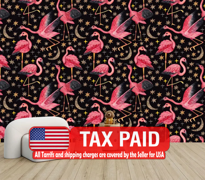 Watercolor Flamingo Wallpaper Mural Art Print