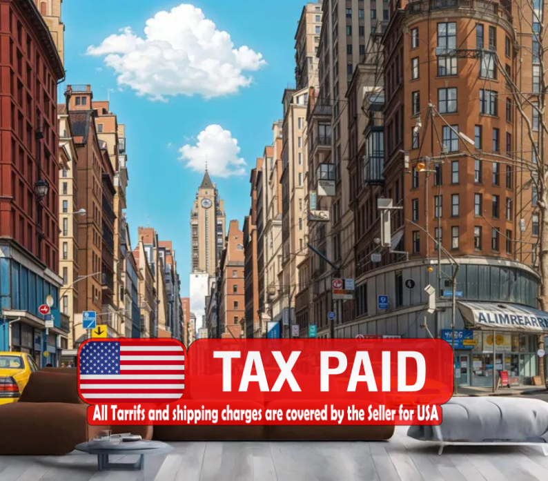 New York City Street Drawing Wallpaper Mural, Yellow Taxi
