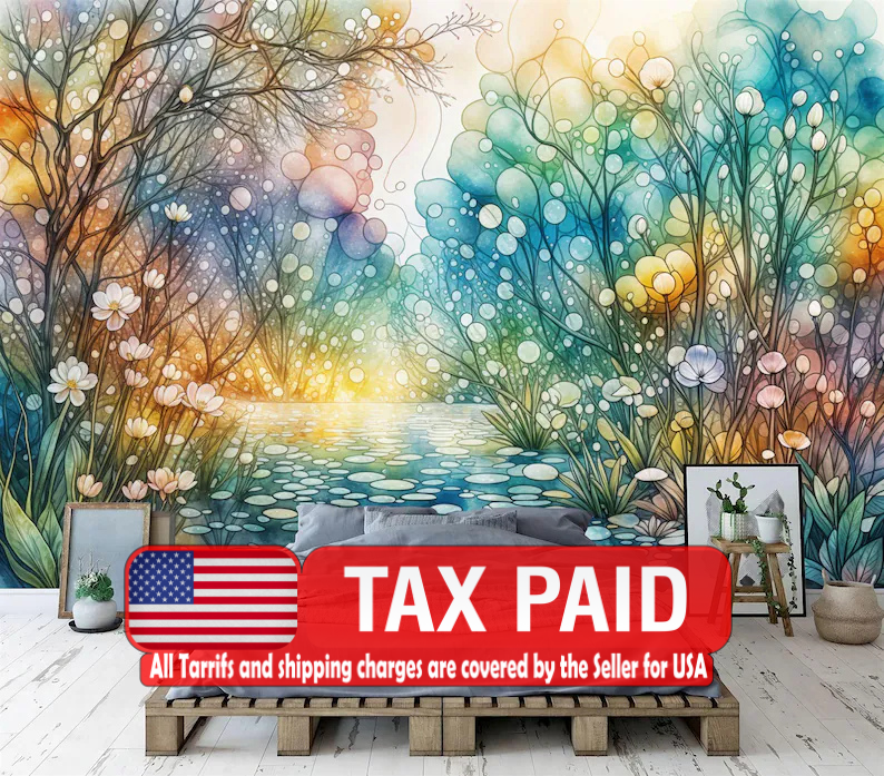 Crystalline Forest Stream Wallpaper Mural Art Print