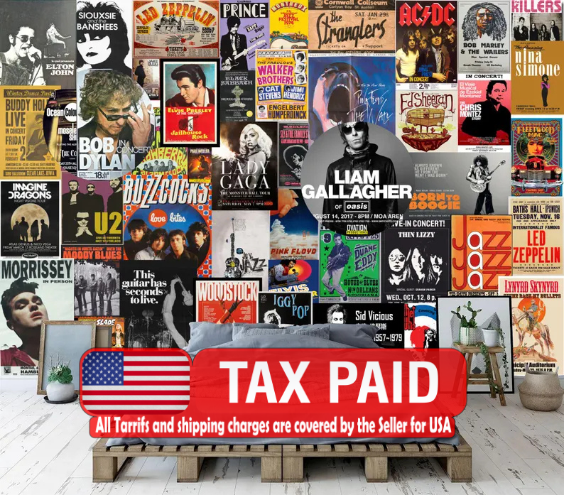 Vintage Concert Posters Wallpaper Mural Art Print