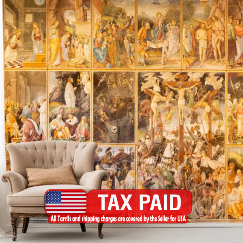 Renaissance Fresco Mural, New Testament Peel and Stick Wallpaper
