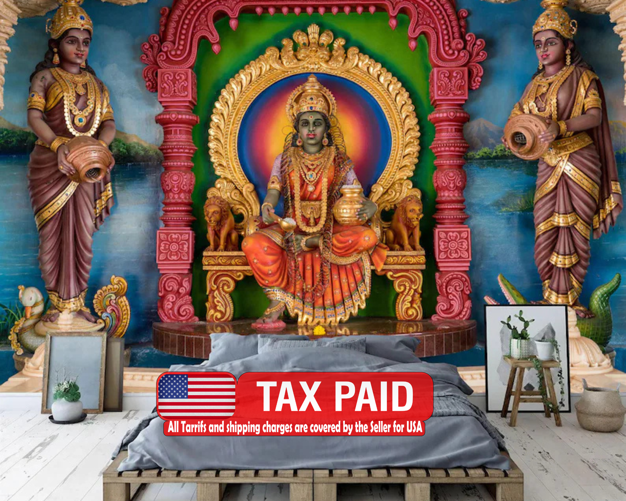Hindu Temple Statues Wall Mural Art Print