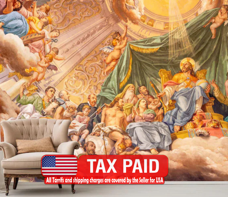 Renaissance Christ the King Fresco, Art Print Wallpaper