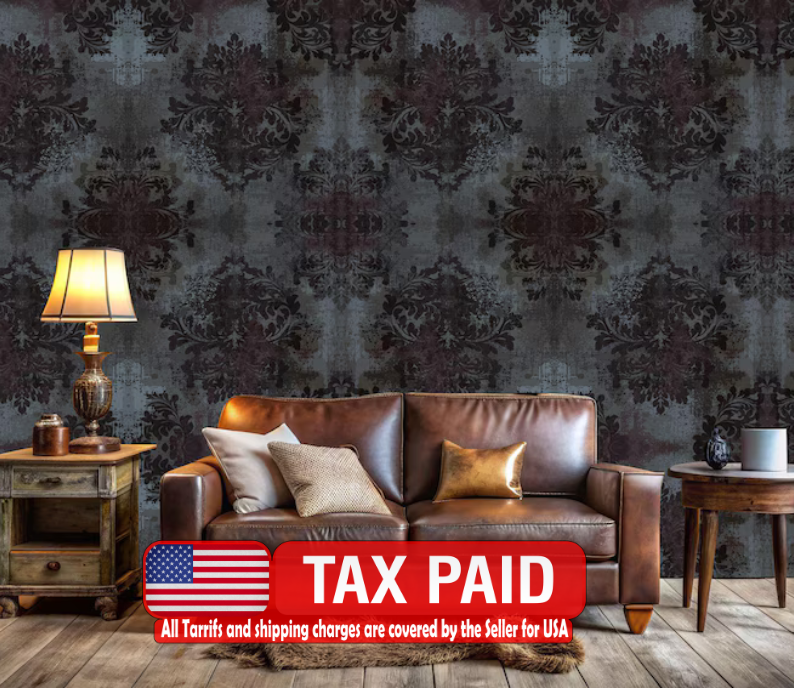 Vintage Damask Wallpaper Mural, Elegant