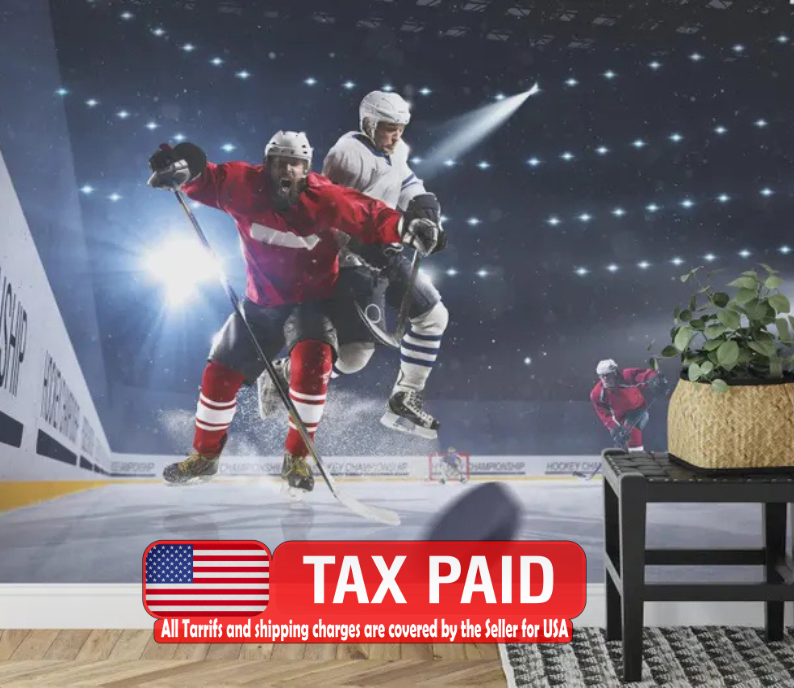 Hockey Player Wall Mural, Boys Room