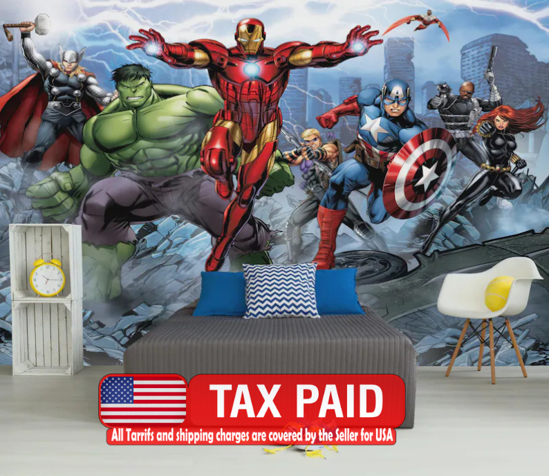 Superheros Kids Boys Children Room Wallpaper Mural