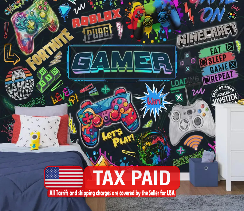 Gaming Room Wallpaper Mural Kids Room Decor