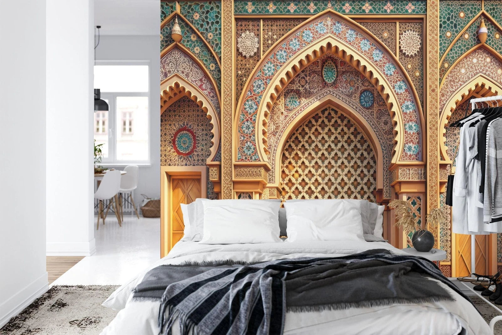 Islamic arches mural with Arabian Nights design for Moroccan style decor