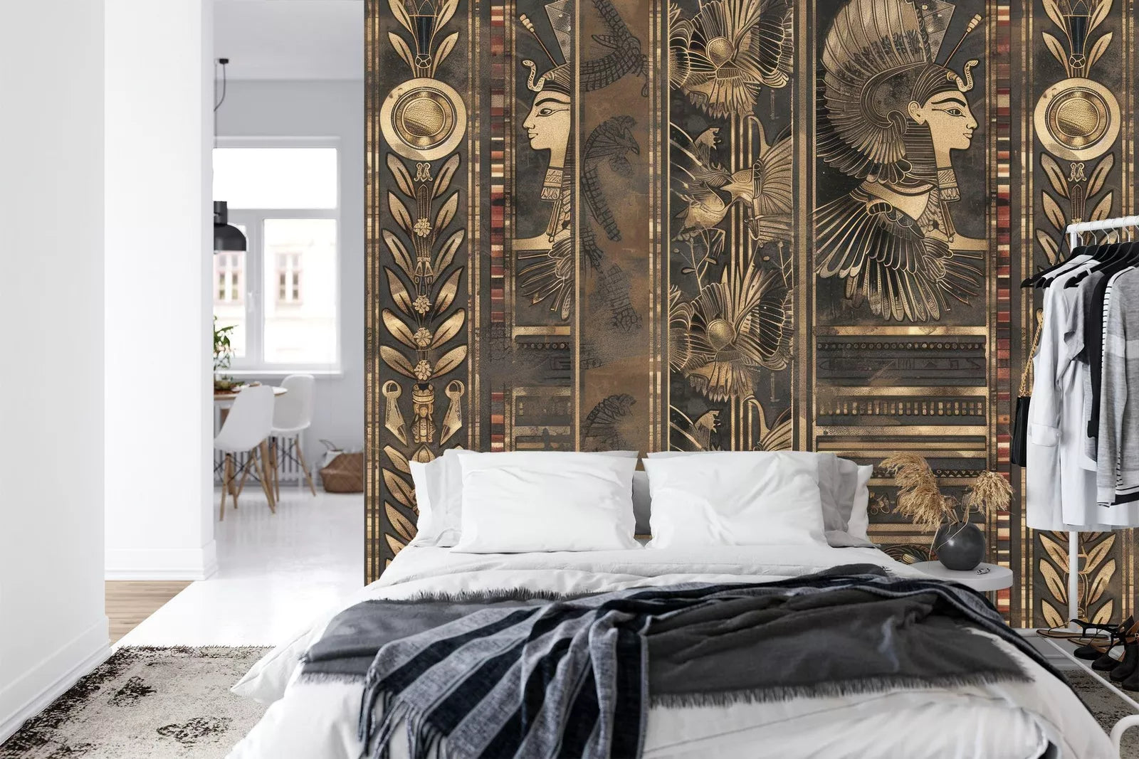 AI-generated Egyptian wall art with authentic pharaonic and ancient temple design