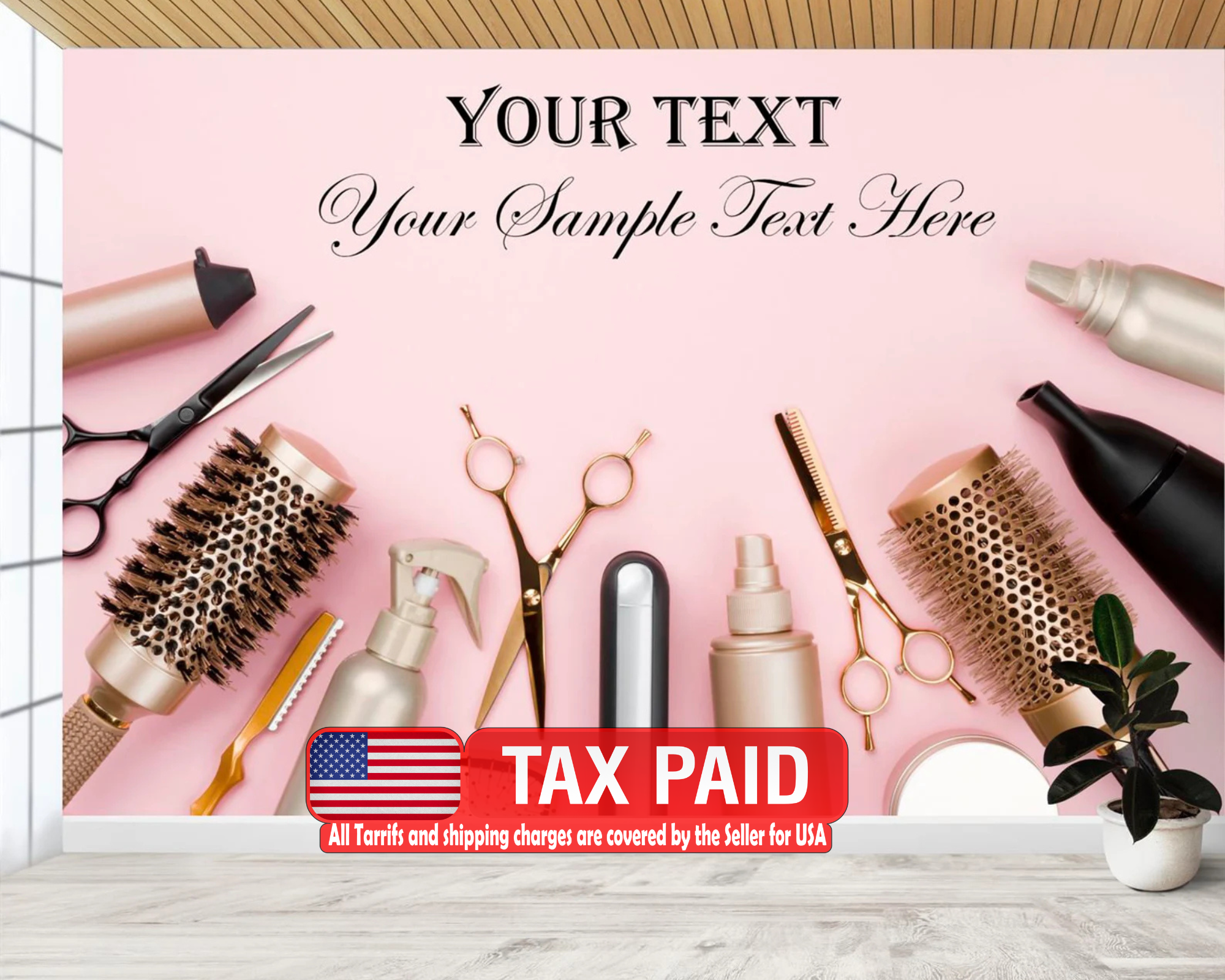 Personalized Beauty Salon Decor, Custom Name Removable