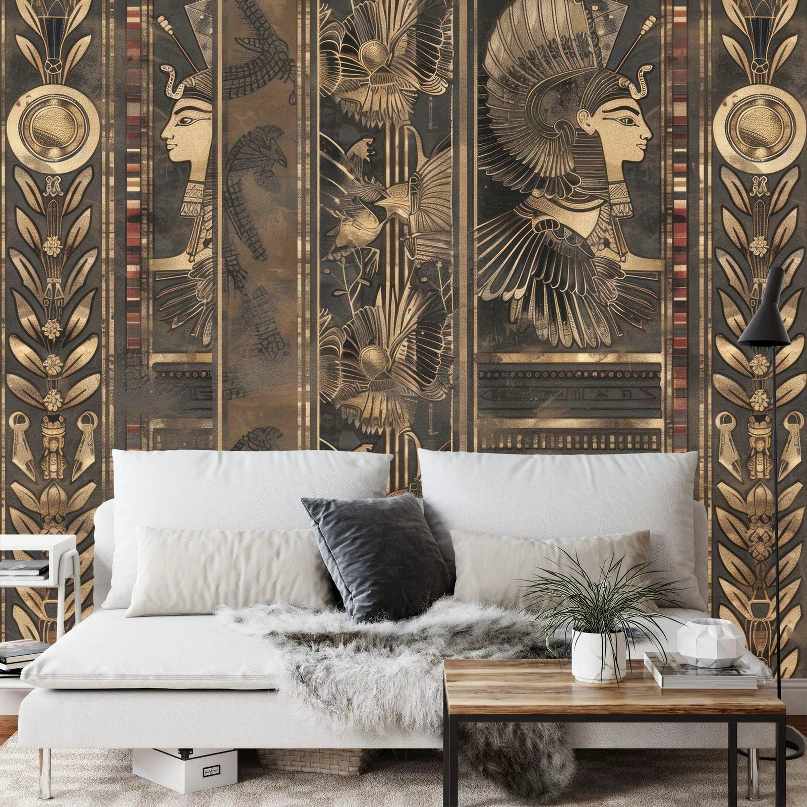 Pharaonic Egyptian wallpaper showcasing ancient hieroglyphics and cultural motifs