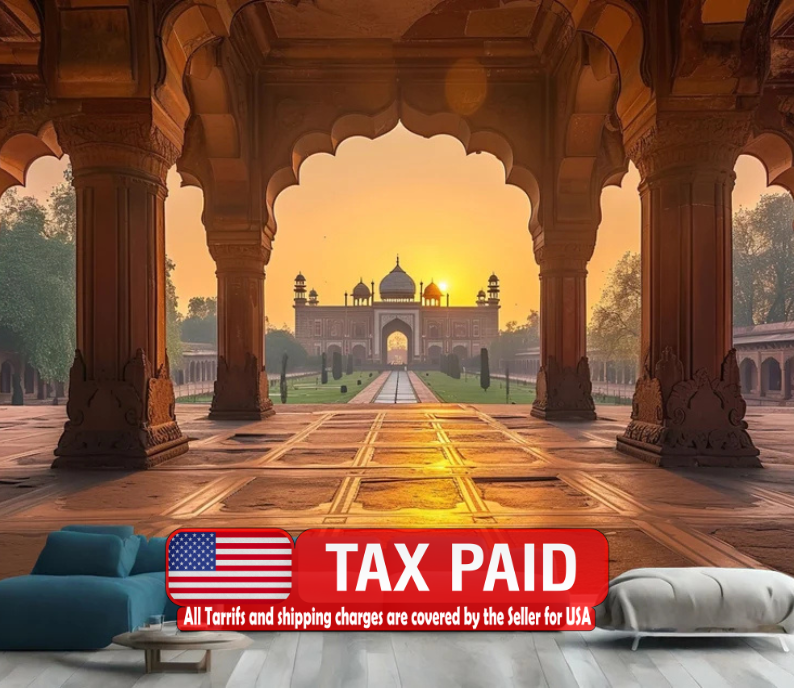 Red Fort India Wallpaper Mural, Peel and Stick Wall Decal wallpaper mural showing the full design clearly for modern interio