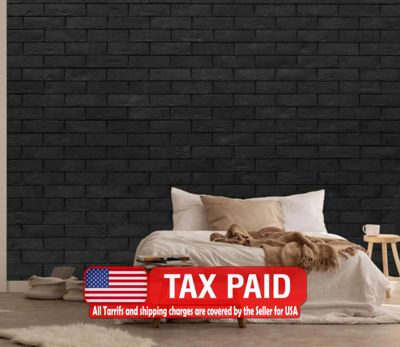 Black Brick Wall Mural, Peel and Stick Wallpaper wallpaper mural showing the full design clearly for modern interior wall de