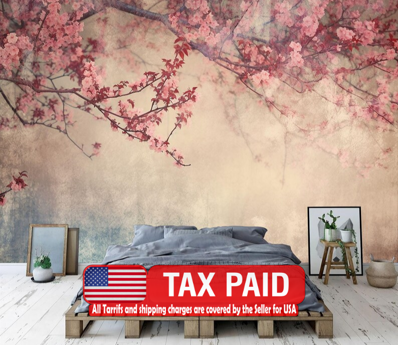 Vintage Floral Wallpaper Mural, Flower Branches