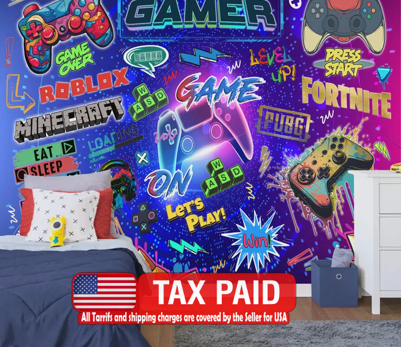 Gaming Room Wallpaper Mural Kids Room Decor