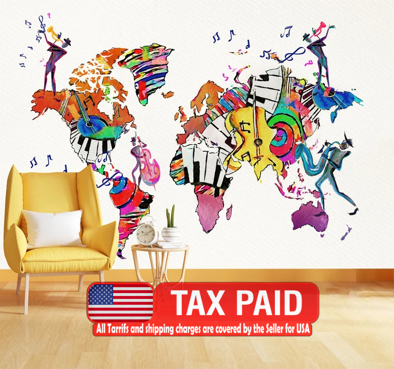 Wallpaper, Watercolor Music World Map