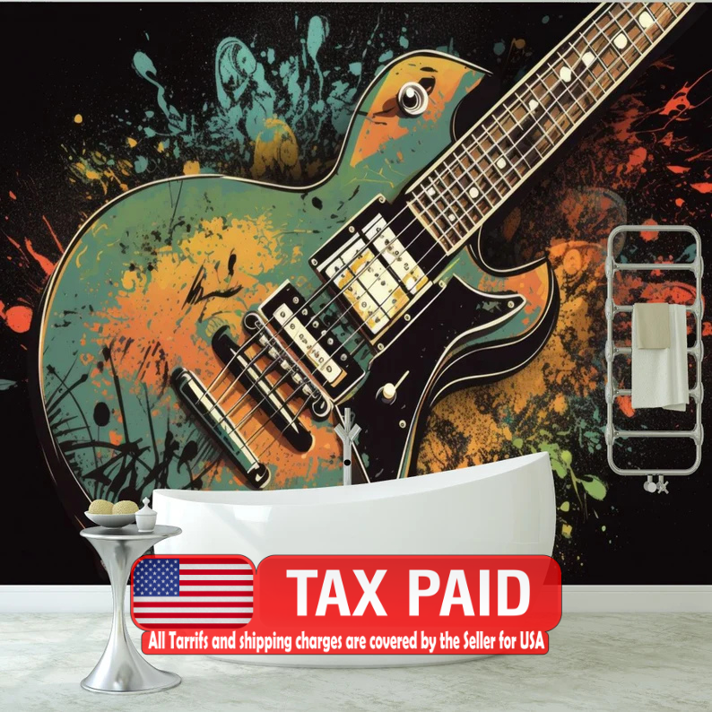 Guitar Splash Music Wallpaper Mural