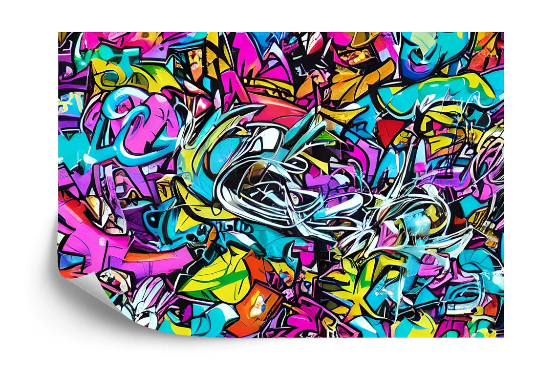 Graffiti Splatter Wallpaper Mural, Colorful AI Art