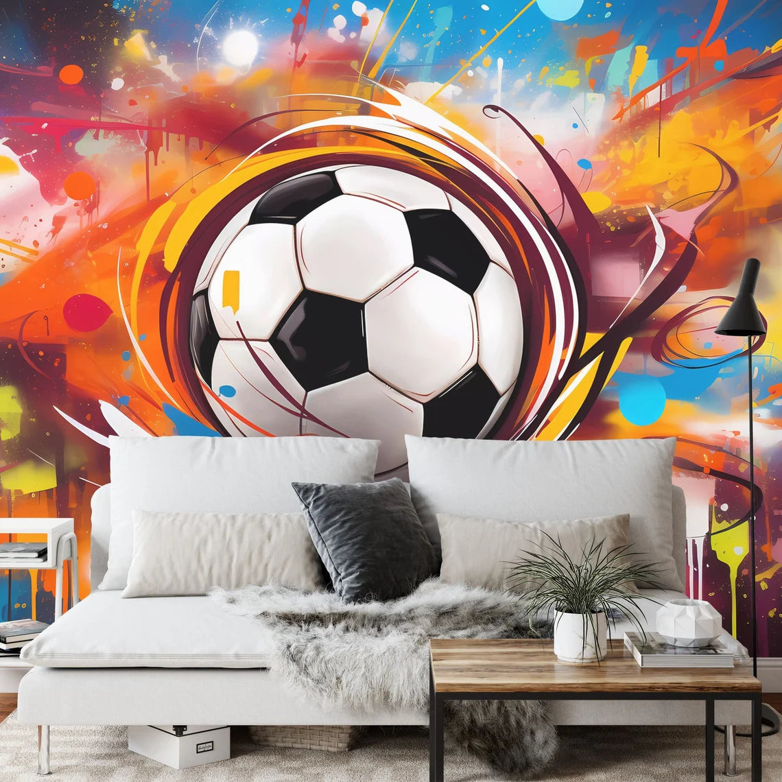 Football Peel and Stick Wallpaper: Soccer Illustration