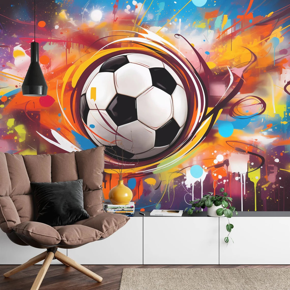 Football Peel and Stick Wallpaper: Soccer Illustration