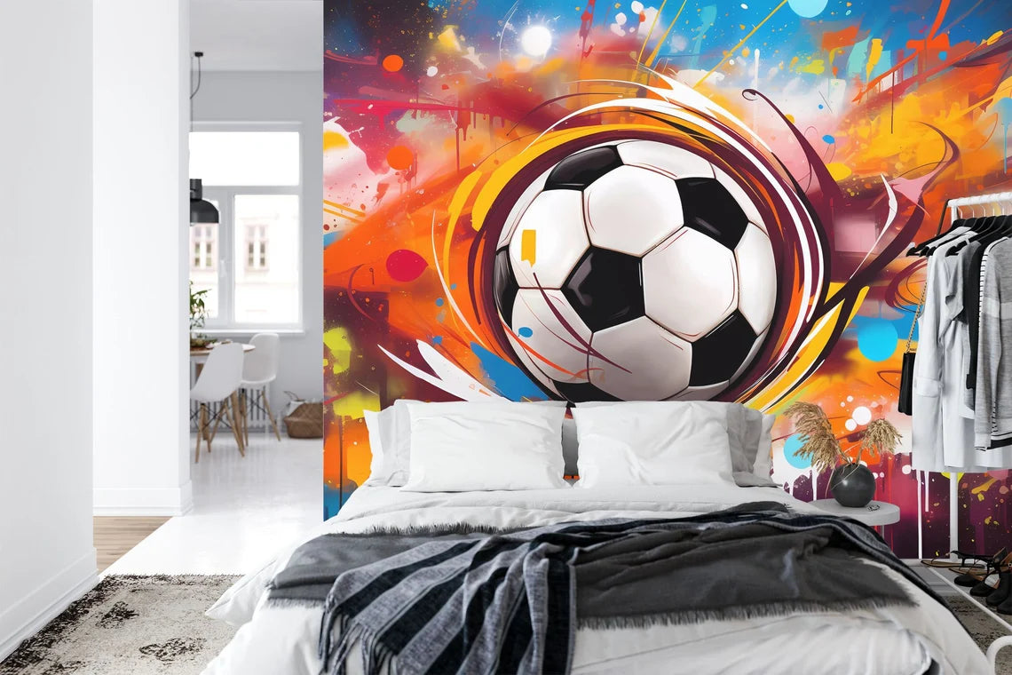 Football Peel and Stick Wallpaper: Soccer Illustration